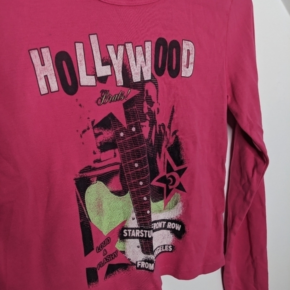DAYDREAMER Hot Pink Hollywood Brats Graphic Band Y2k Long Sleeve Tee NEW Size S - Picture 5 of 6